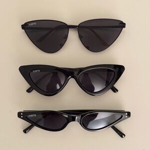 NWOT 3 black cateye sunglasses bundle from asrtd